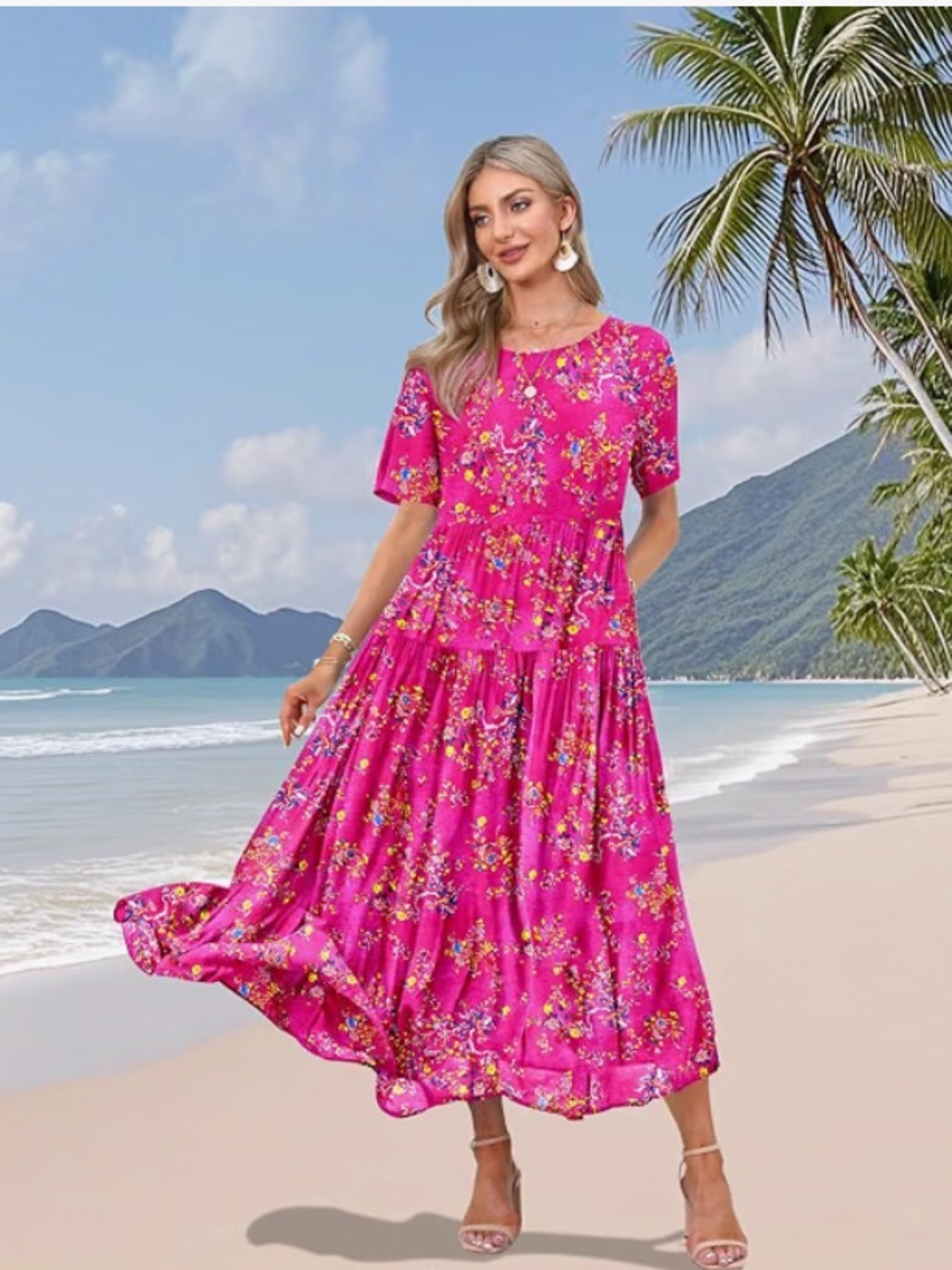 Floral Loose Fit midi maxi dress lightweight boho sz est XL